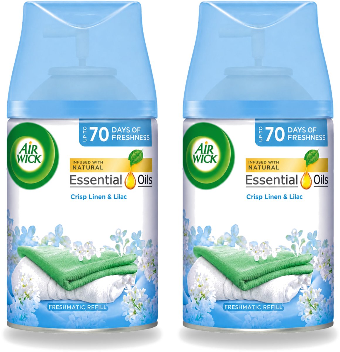 2 x Air Wick - Luchtverfrisser Navulling - Fris Linnen & Lila - Automatische Spray - 250 ml - Voordeelverpakking - 2 stuks