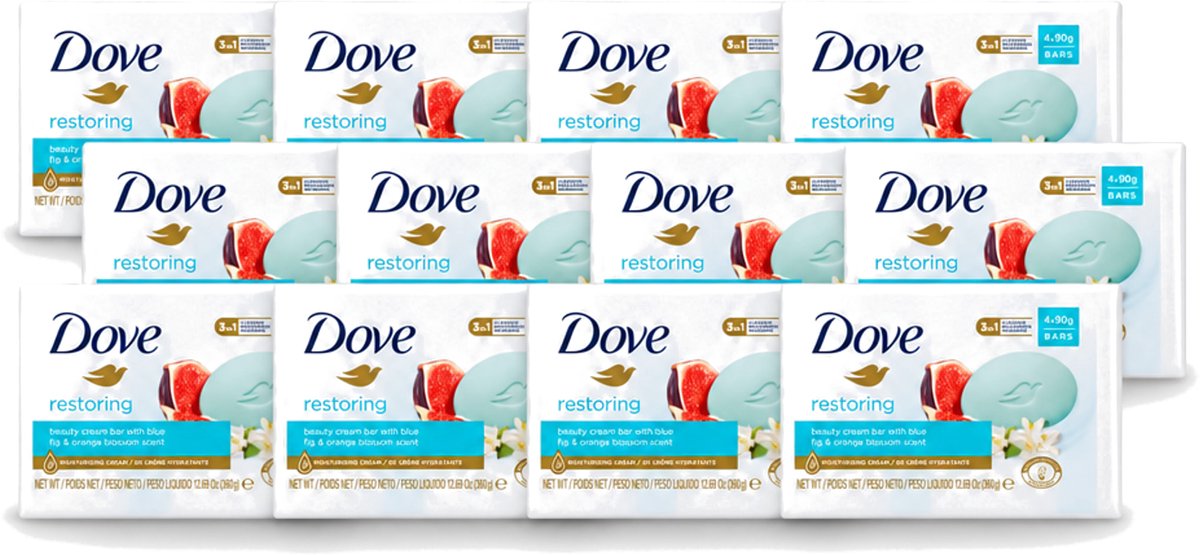 12 x Dove – Zeep – Go Fresh Restore – 4 x 90 g - Voordeelverpakking - 12 stuks