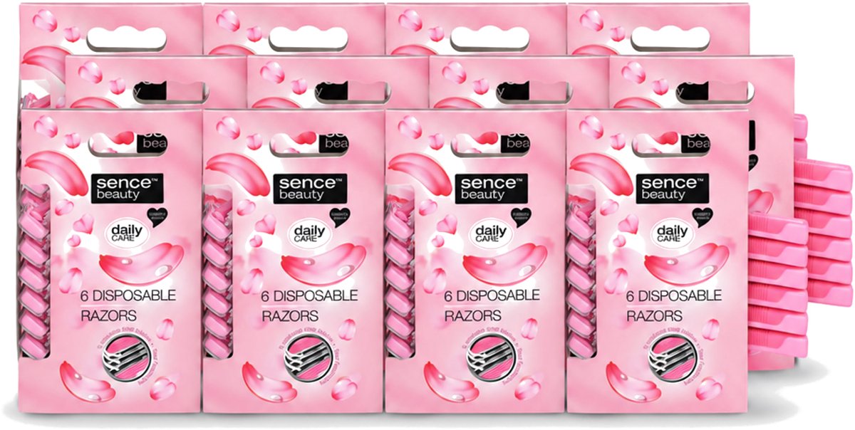 12 x Sence – Wegwerpscheermes – Glad Scheren – Comfort Grip – 6 Wegwerpscheermes - Voordeelverpakking - 12 stuks