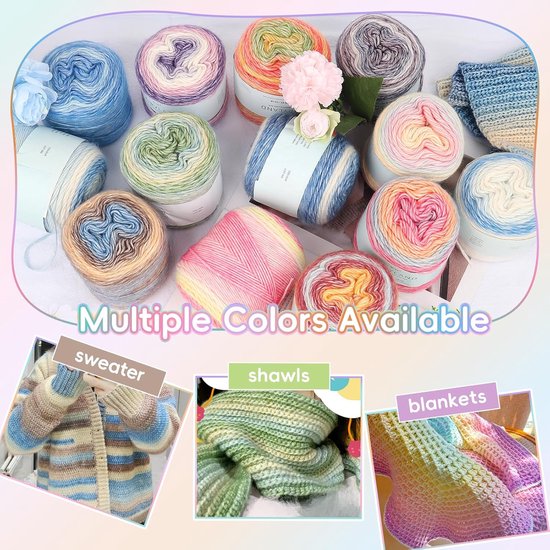 400 g (4 x 100 g) Haakgaren in Blauw en Geel, Duurzaam Katoen voor Breien en Amigurumi, 100% Polyacryl, Perfect voor Creatieve Projecten — afbeelding 3