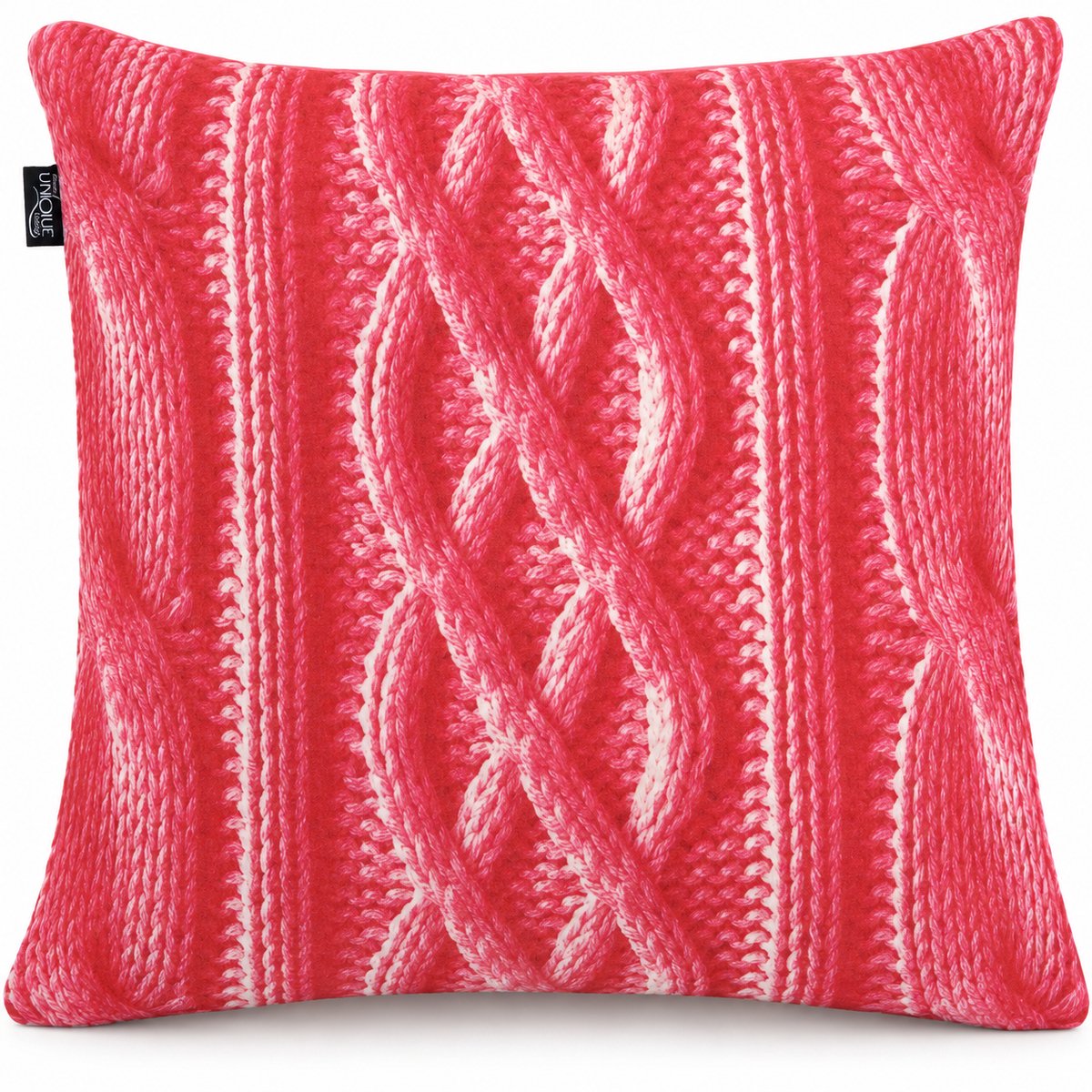 Unique Living - sierkussenhoes - 4 stuks - kussenhoesje - kussenhoes - roze - rood - opdruk print - 45 x 45 cm - met rits - beige canvas achterzijde