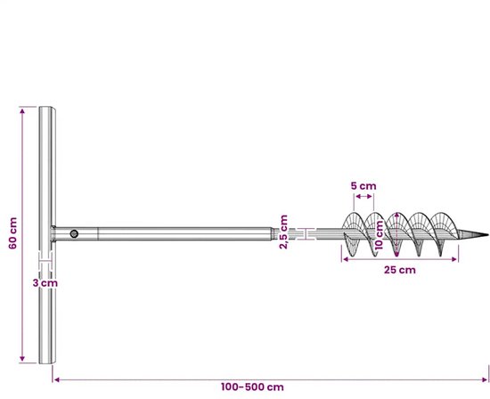 vidaXL - Grondboor - 100 - mm - met - 5 - m - verlengstuk - Staal van VidaXL — afbeelding 3