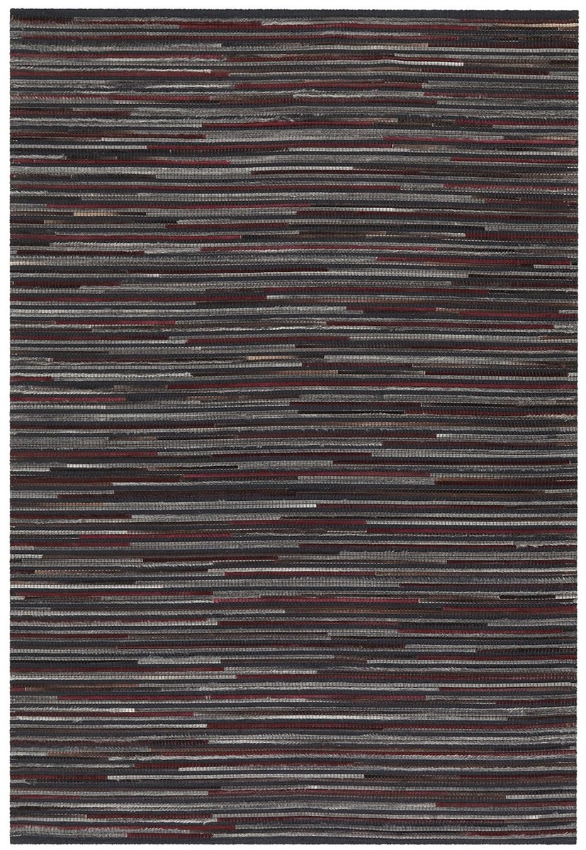 Dutch XXL Leren Vloerkleed | Tapijt | Wild | Strepen | Antraciet | 120x180 cm