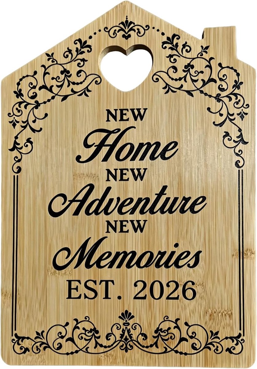 Cadeau voor housewarming 2026 - gegraveerde bamboe snijplank, bamboe snijplank, housewarmingsgeschenken huis, housewarmingsgeschenken woning, nieuw huis cadeau (houtkleur A)