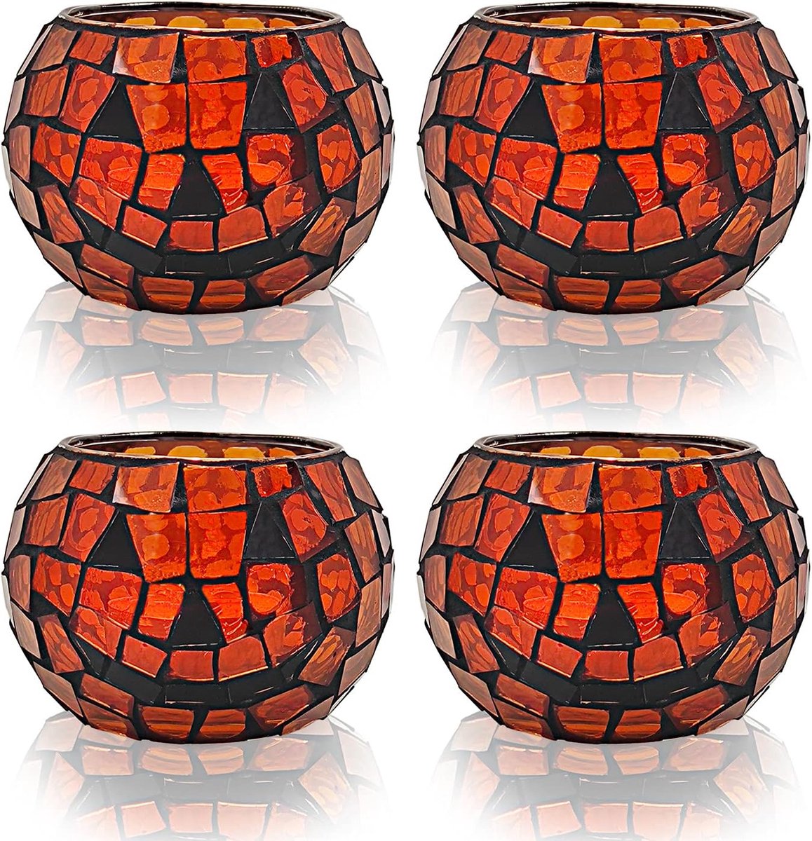 Kaarsenhouder Set van 4 Mozaïek Glas Pompoen Tafel Decor