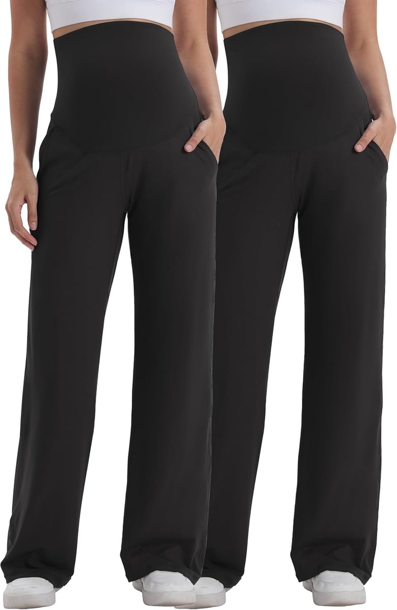 Zwangerschapsbroek voor dames, brede pijpen, vloeiend