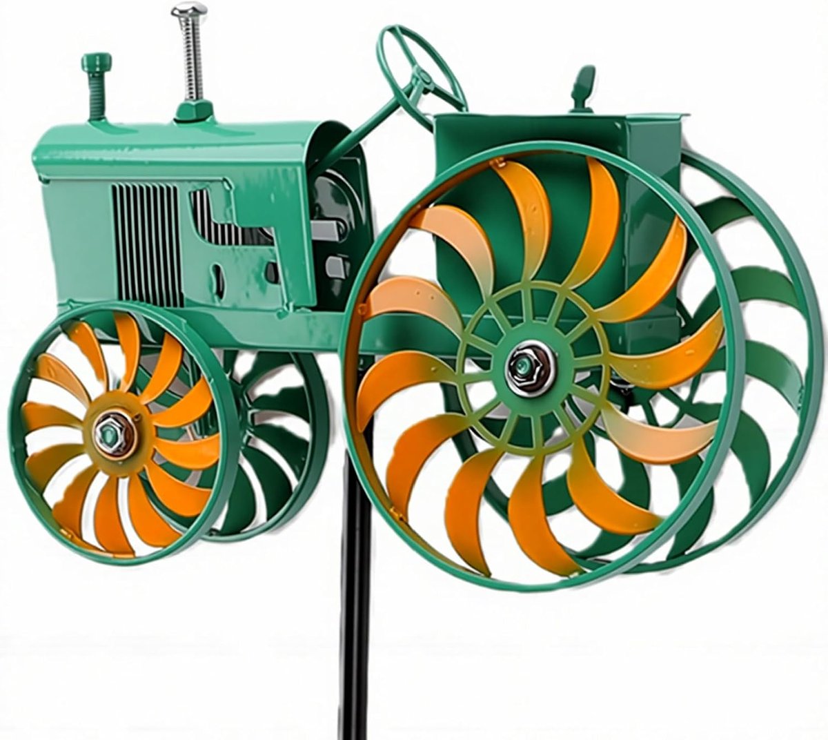 Tractor Tuin Wind Spinner Windmolen Staak met Draaiende Wielen Buiten Sculptuur Ornament voor Patio Yard en Tuin Display Decoratieve Tractor Staak voor Buitenruimtes