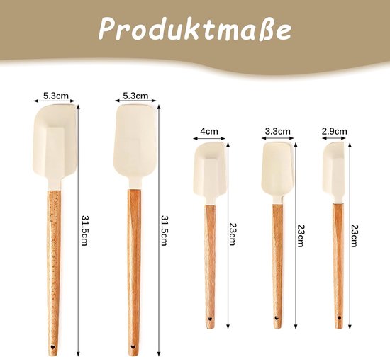 Spatels, siliconen spatel met houten handvat (wit) — afbeelding 2