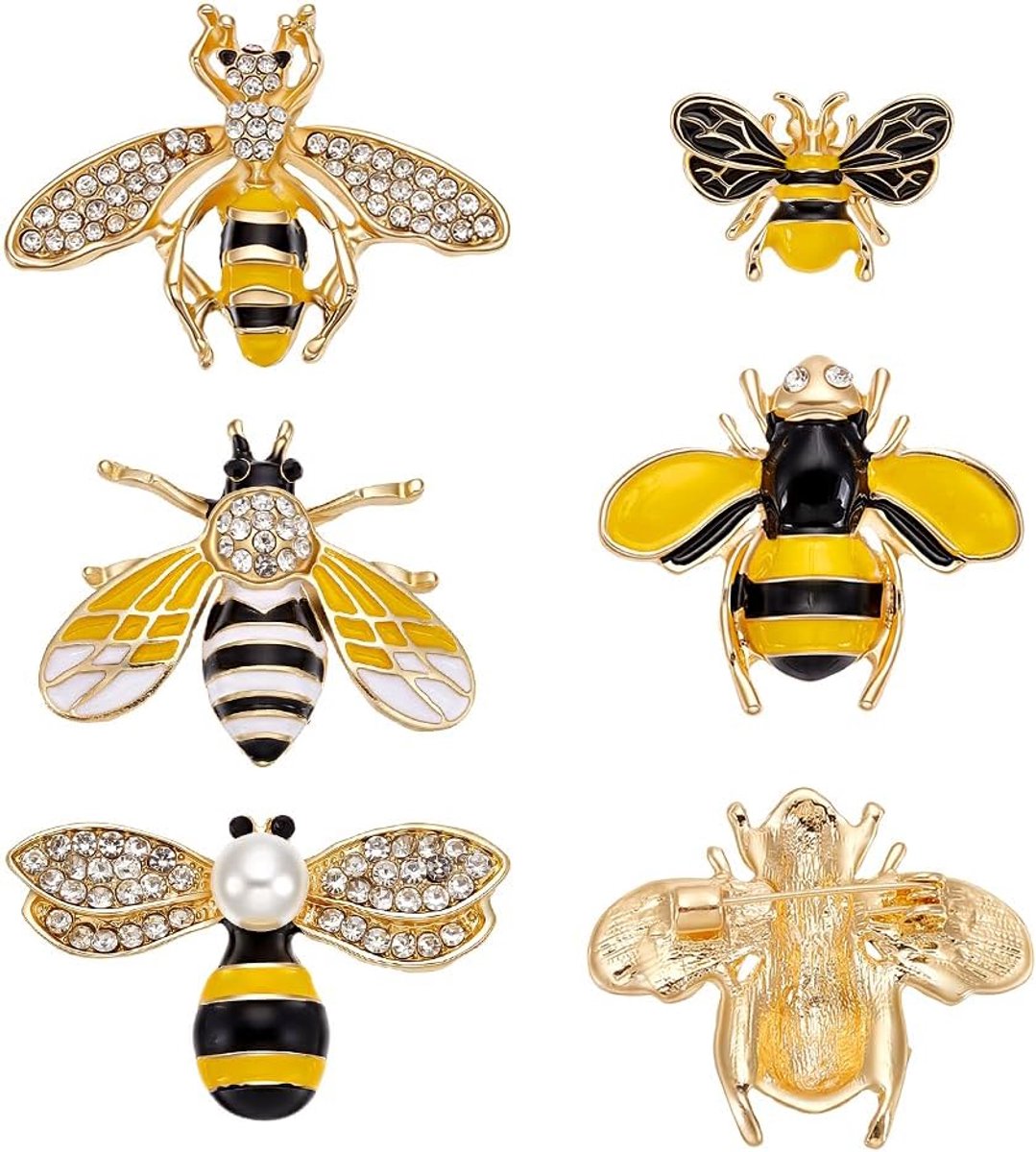 Broches Pins 5 Stijlen Emaille Strass Honing Bee Broches Leuke Dier Thema Revers Broche Nieuwigheid Grappige Reversspeldjes Kledingaccessoires Kleding Versiering voor Vrouwen