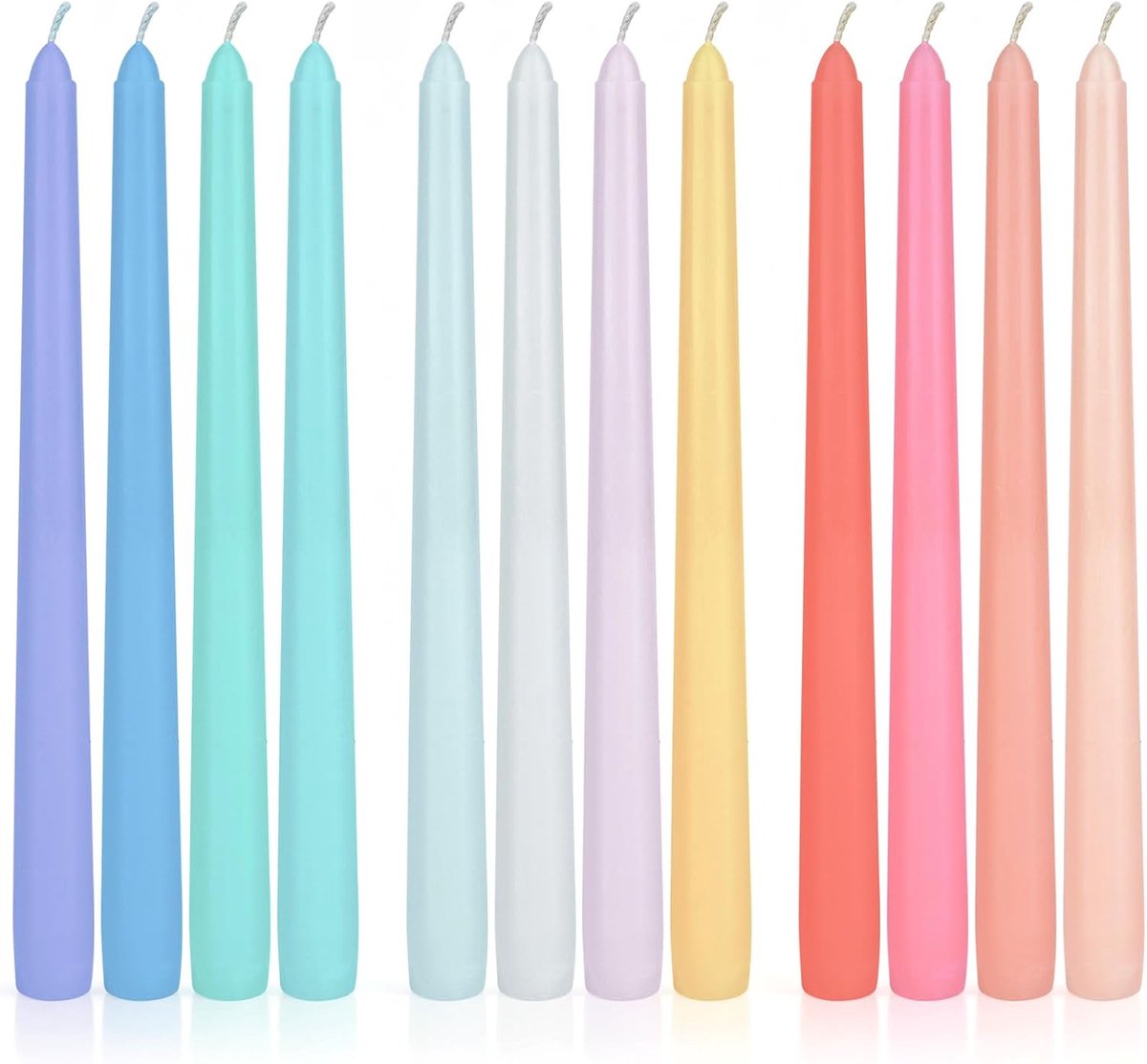 12 stuks staafkaarsen kleurrijk, 25 cm kaarsen spitskaarsen voor dinerfeest