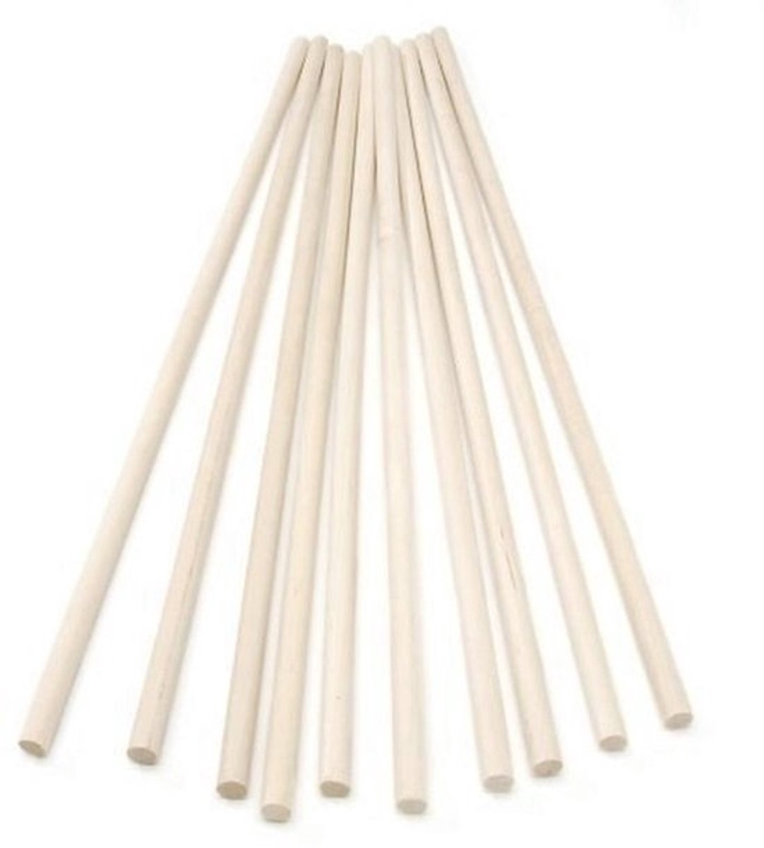 Houten stokken 300mm - deuvels en polen met diameter 6mm - 10 stuks