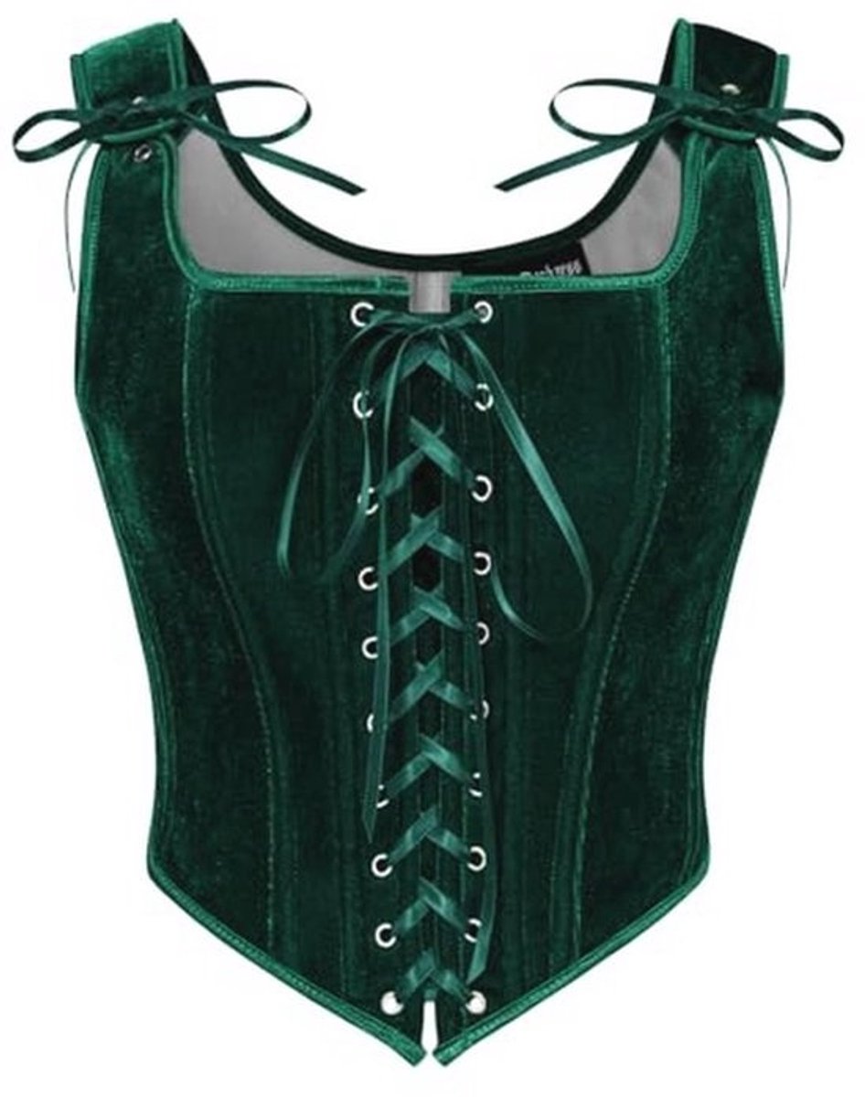 Dameskorset - Met middeleeuwse en renaissance-invloeden - Vintage velours bustier - Met vetersluiting