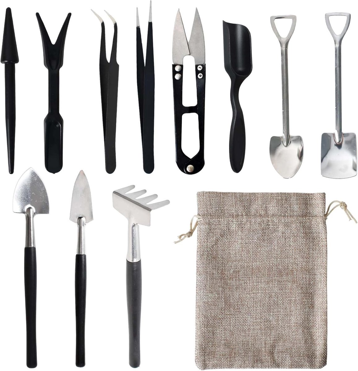 SnelShoppen - 12-in-1 Succulent Tool Set - Complete Mini Tuinset voor Binnenplanten, Terrariums, Verpotten - Ergonomisch Ontwerp met Opbergzak