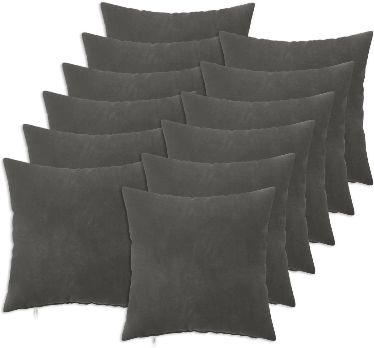 vidaXL Dekenkussen - 12 - st - HEERLEN - Donkergrijs - 50 - x - 50 - cm - fluweel