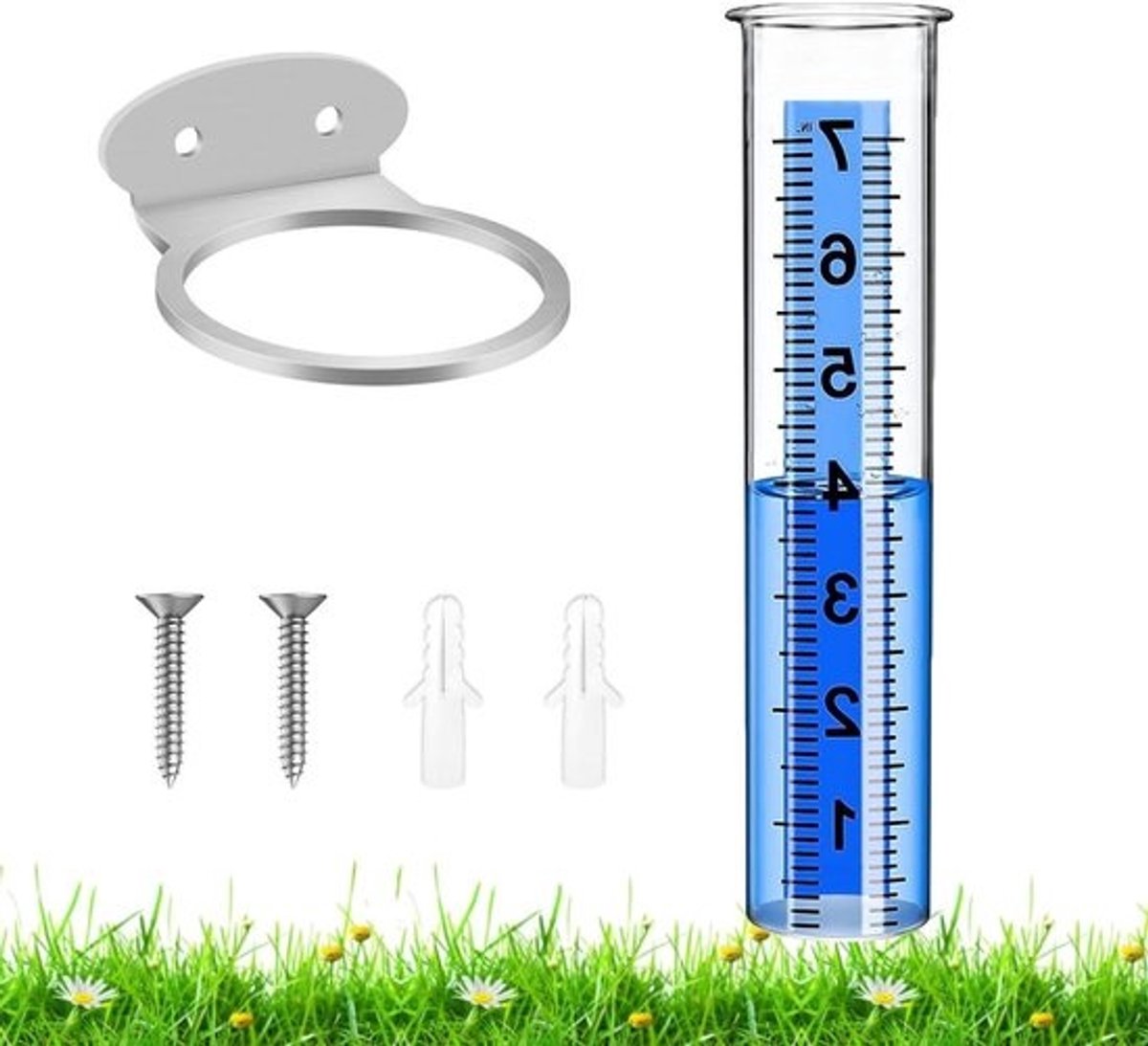 Regenmeter voor buiten - Neerslagmeter voor de tuin - Weersbewaking in de tuin - Vorstbestendig ontwerp - 22 cm hoog - Transparant