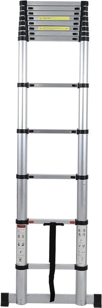 Telescopische ladder - Opvouwbare ladder - Veelzijdig gebruik - Softclosemechanisme - 380 meter - Aluminium