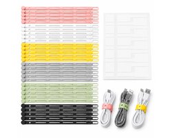 Siliconen Kabelbinders - 30 Stuks + 60 Kabellabels - Herbruikbare Kabelorganizer - 6 Kleuren - Hersluitbaar voor Oplaadkabels, USB-Kabels en Snoeren - 80 x 12 mm