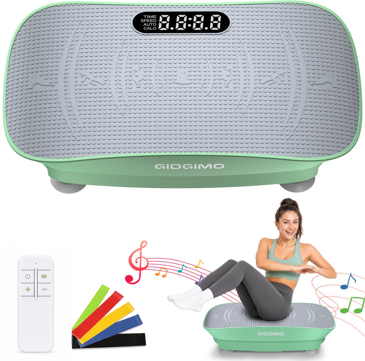 VibraPro X1 Trilplaat Fitness met Bluetooth en Afstandsbediening – Vibratieplaat voor Thuis – 10 Snelheden, Automatische Modus, 120W Motor – Incl. 5 Weerstandsbanden – Belastbaar tot 120 kg