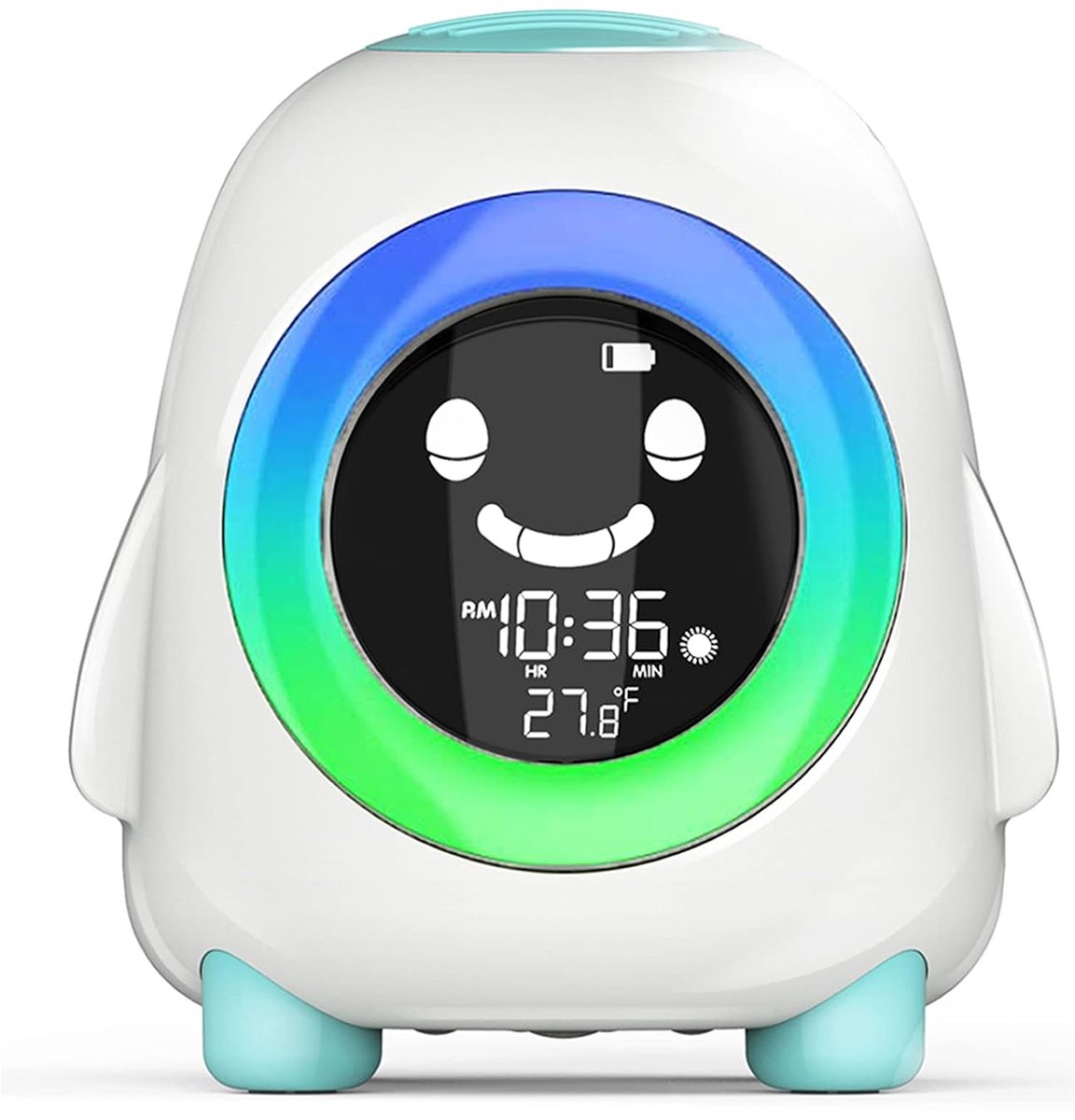 Digitale kinderwekker met nachtlampje - slaapgeluiden - temperatuurweergave - kalender en dutjetimer – Wekker met slaaptrainerfunctie voor jongens - meisjes en scholieren