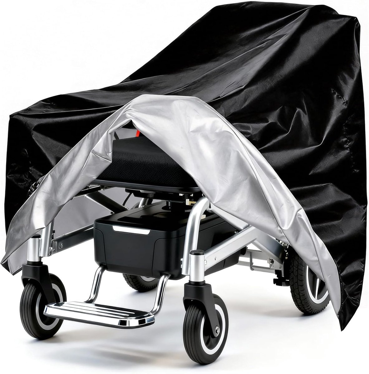 Rolstoelhoes waterdicht - Beschermhoes rolstoel - Regenhoes mobiliteitshulp - Opvouwbare afdekhoes - 210D Oxford stof - Trekkoord bevestiging - Voor binnen en buiten - Zwart - 115 x 65 cm - Hoogte 90 cm