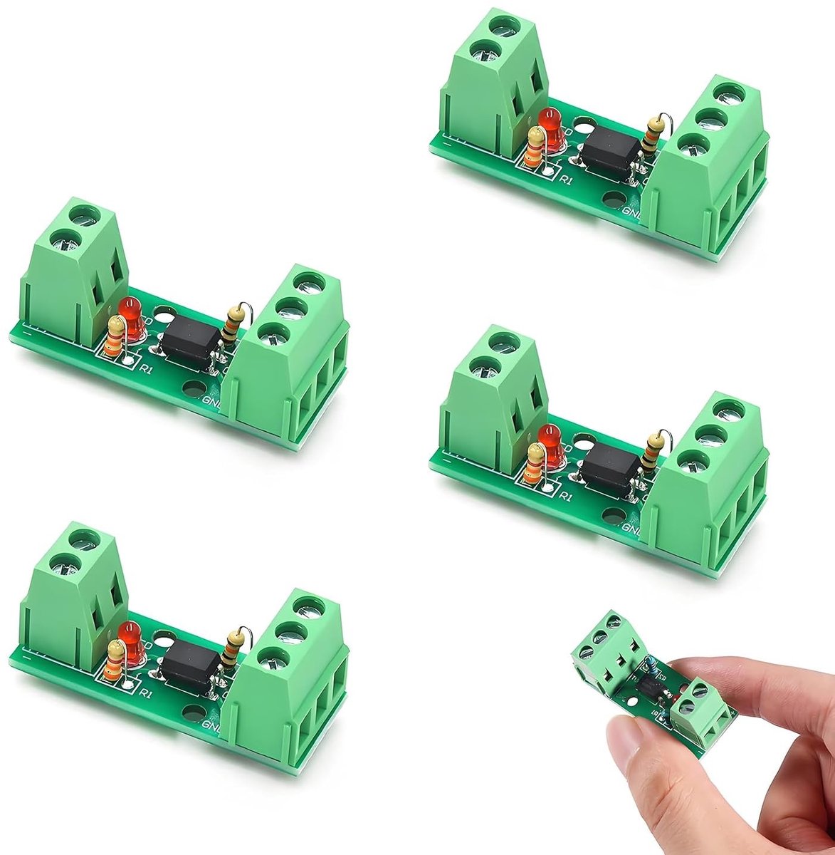 Isolatiemodule voor Optocouplers 1-Kanaals 24V DC Spanning Converter voor PLC, SPS en Arduino, 1.8V-24V Signaaluitgang, 4-Stuks Set, Betrouwbare Isolatie en Signaaloverdracht