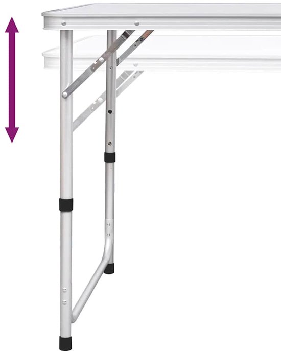 vidaXL - Campingtafel - in - hoogte - verstelbaar - met - 6 - krukken - 180x60 - cm van Merkloos — afbeelding 4