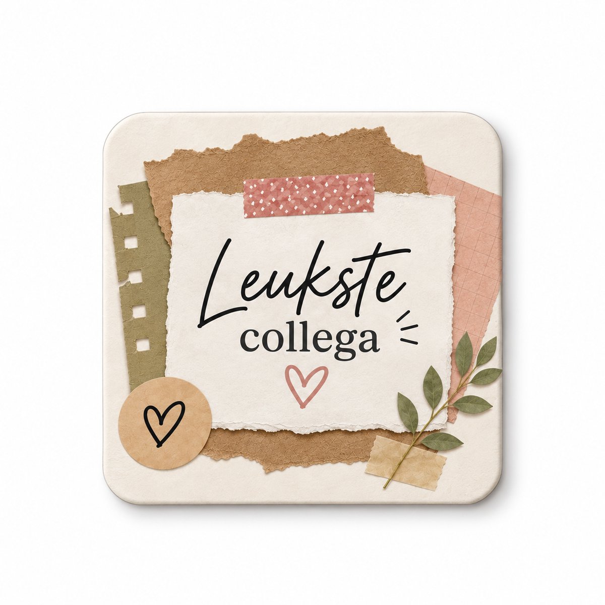 Leukste Collega MDF onderzetter – 10 x 10 cm – Cadeau voor Collega – Bedankt / Werk / Kantoor – Vierkante Onderzetter