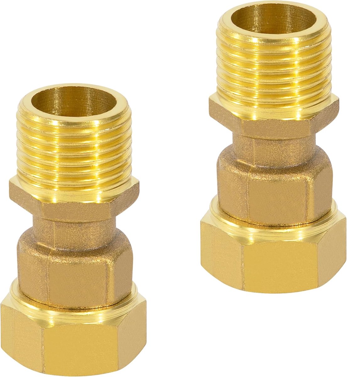 Koppeling 1/2" - Messing - Rechtdoor aansluiting - Geschikt voor slangverbinding (2 stuks) - ShopVlot