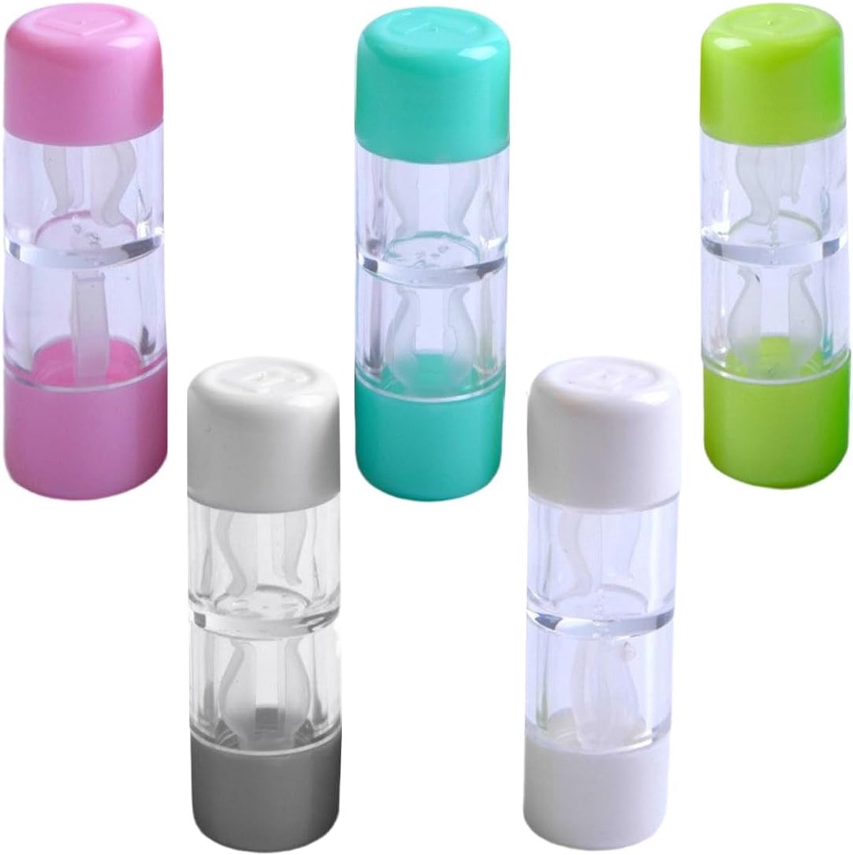 Contactlenshouder set van 5 - mini reistas - veilig en hygiënisch - ideaal voor dagelijks gebruik - SnelShoppen