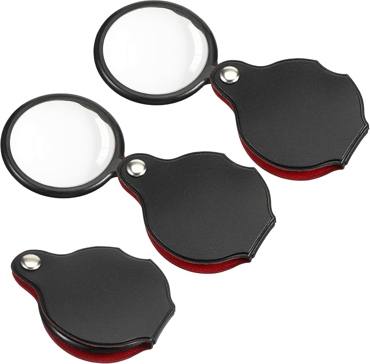 Vergrootglas 10x klein - 3 stuks mini vouwloepen - 360° draaibare beschermhoes - ideaal voor lezen en repareren - ShopVlot