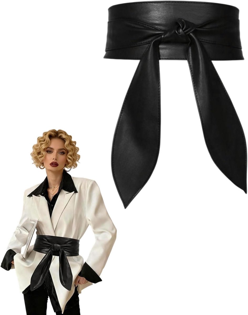 Dames Obi Gordel Breed - Zacht PU Leder - Retro Cinch Gordel - Perfect voor Feestjes - ShopVlot