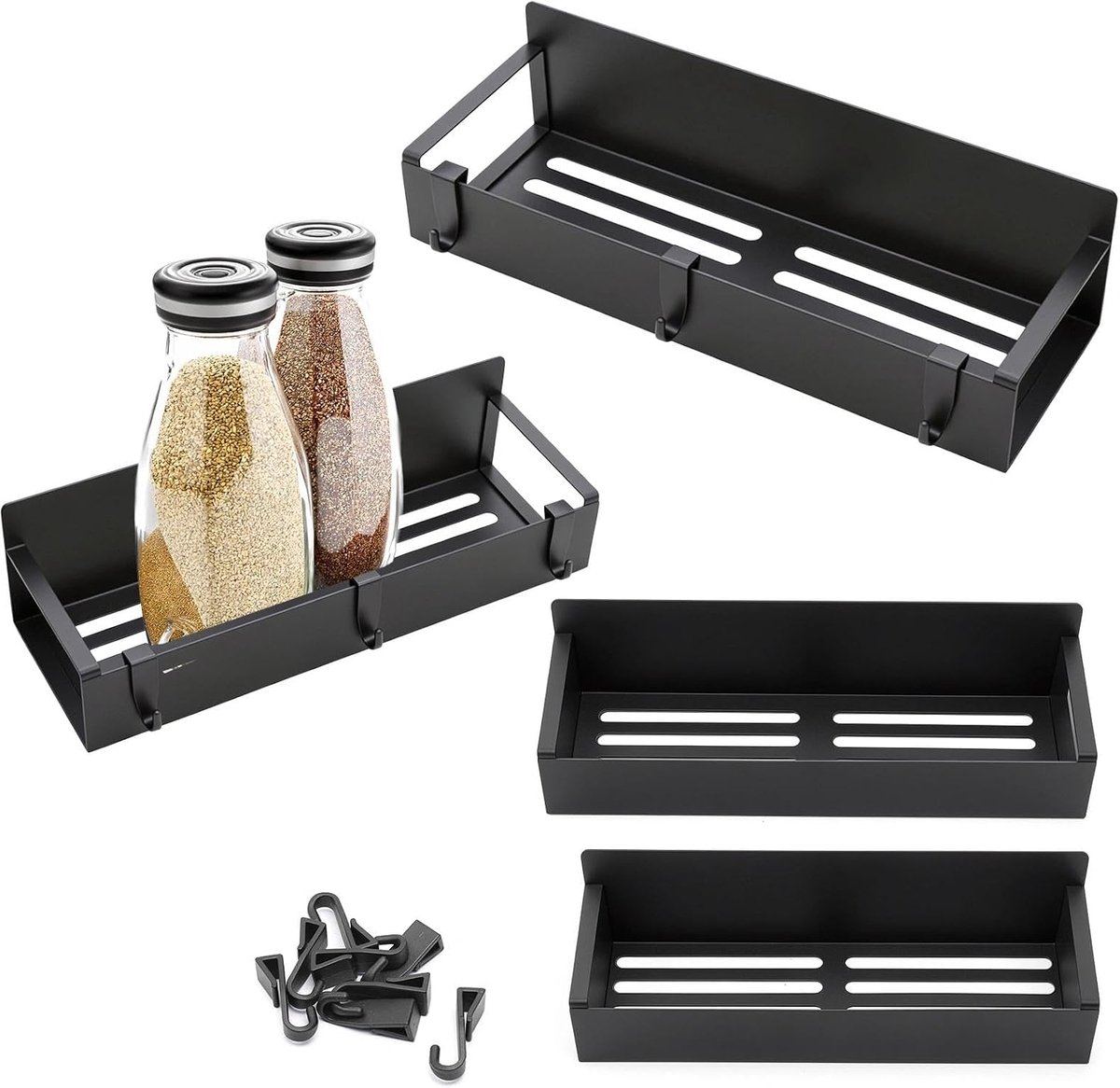Magneetrek 4 stuks - koolstofstaal - zwart - ideaal voor kruiden en badkamer - ShopVlot