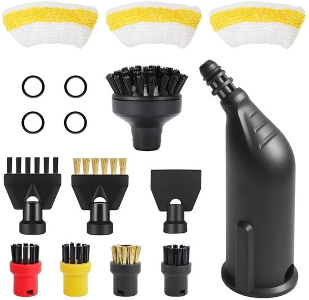 Accessoires voor Kärcher-stoomreinigers - 16-delig assortiment - Verlengmondstuk, borstelset en microvezeldoeken - ShopVlot