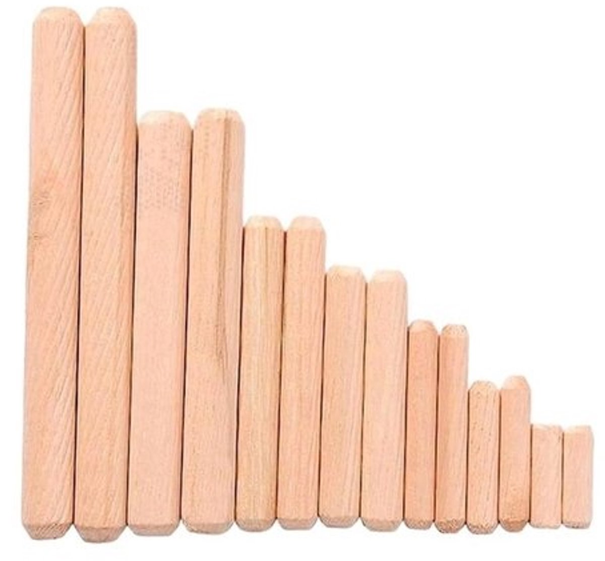 Houten pluggen - Deuvelpennen - Voor meubelreparatie - Met groeven - M8 x 40mm - 100st - Houtkleur
