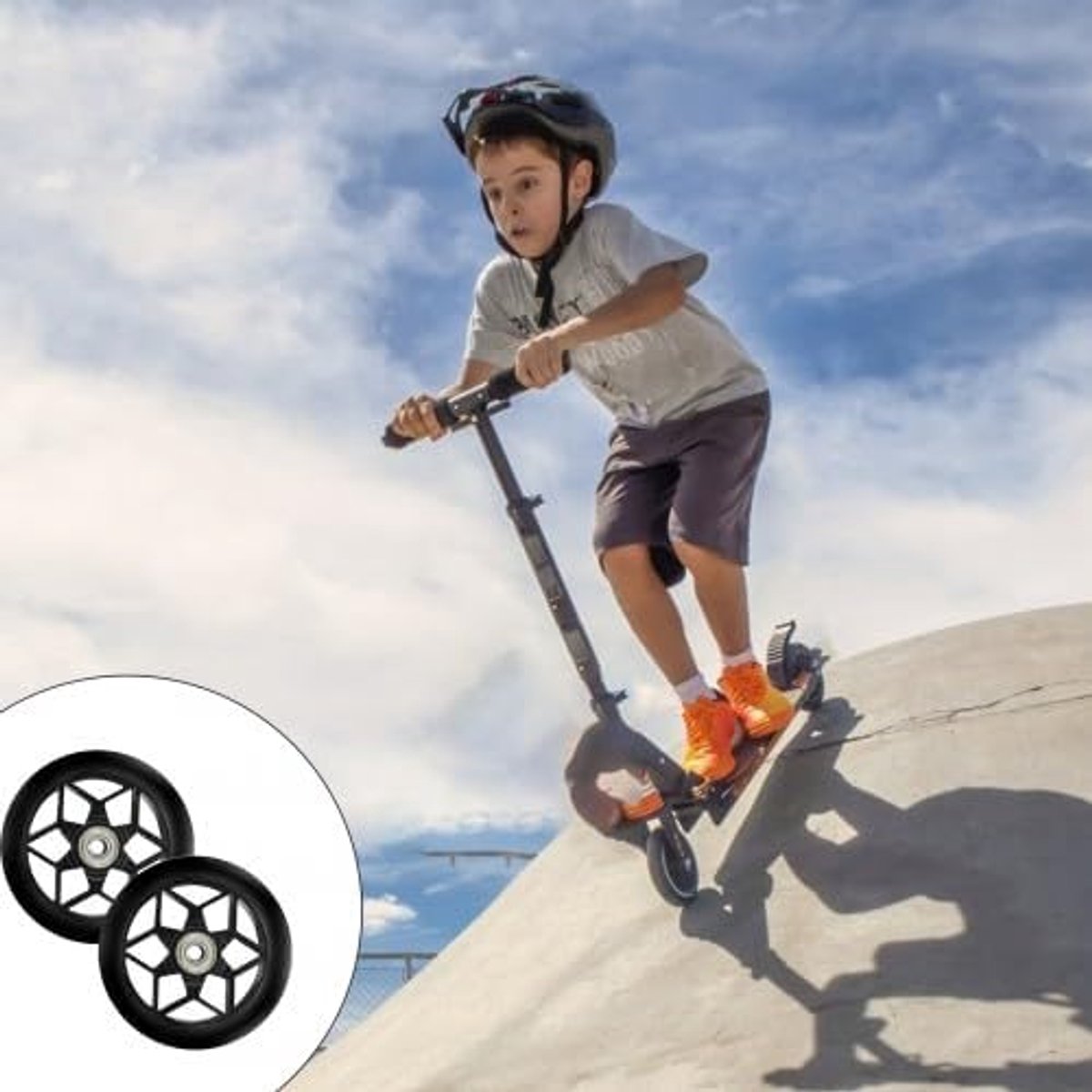 Vervangende stepwielen, 110 mm stepwielen met ABEC 9 lagers, voor de meeste kicksteps en stuntsteps (zwart)