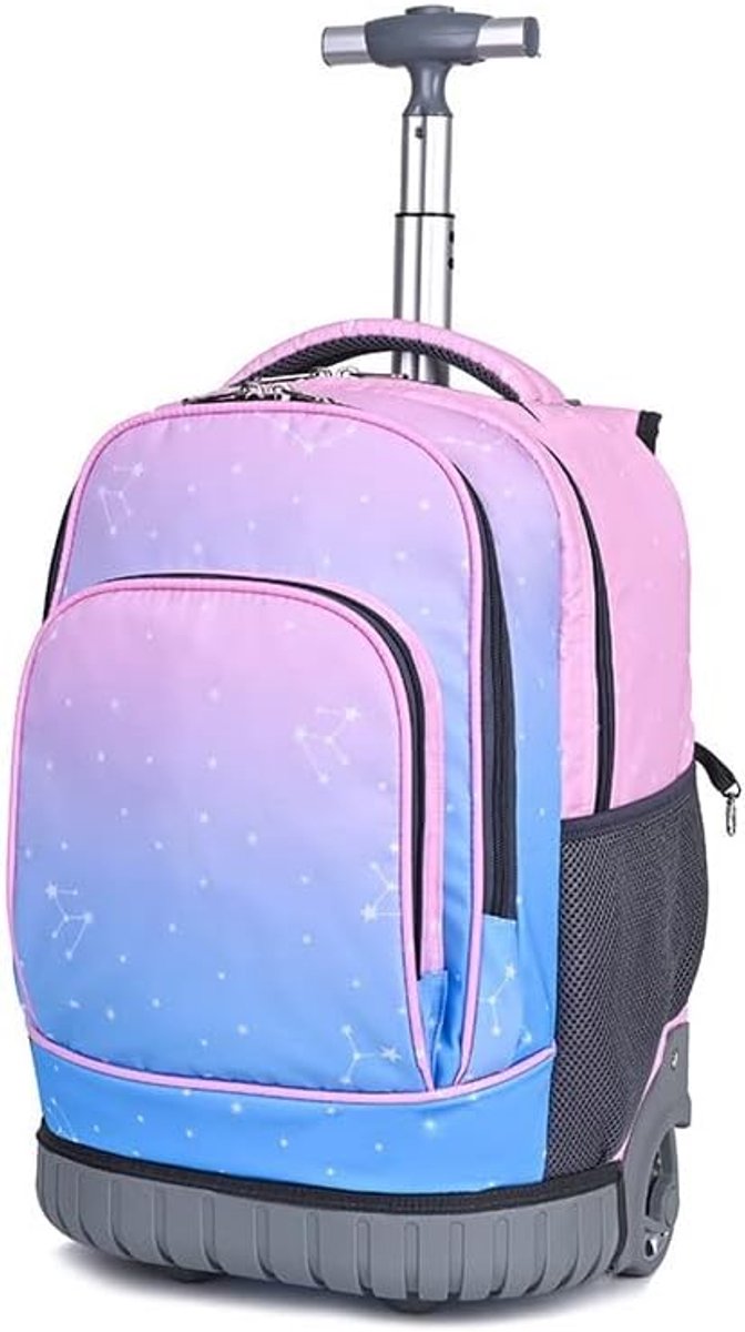 Rugzak Trolley Rugzakken voor Meisjes Jongens, Rugzak met Wieltjes voor Middelbare Scholieren (Gradiëntblauw)