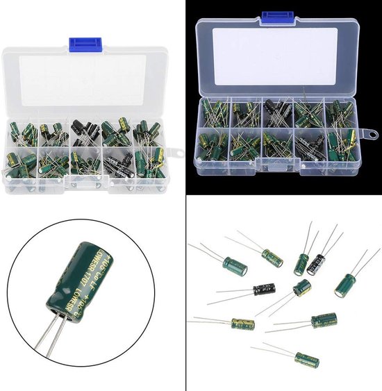 100 Stuks Assortiment Audio Capacitors 10V-63V van 10uF tot 470uF voor DIY Audio Circuits en Elektronische Projecten