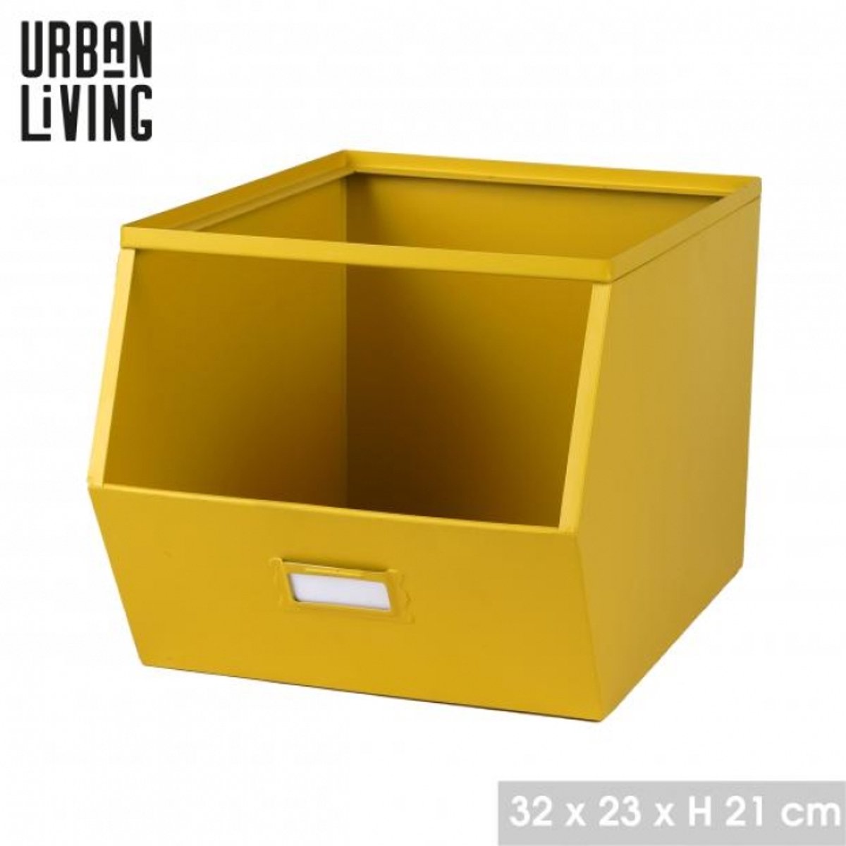 Urban Living Stapelbare opbergmand Open Metal Box - L23 x B32 x H21 cm - metaal - geel