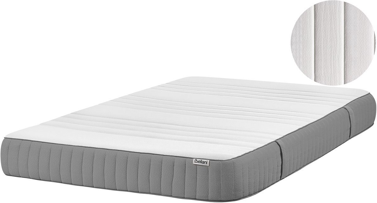Beliani FANTASY - Latexmatras medium - Wit - 120 x 200 cm - Polyester Grijs