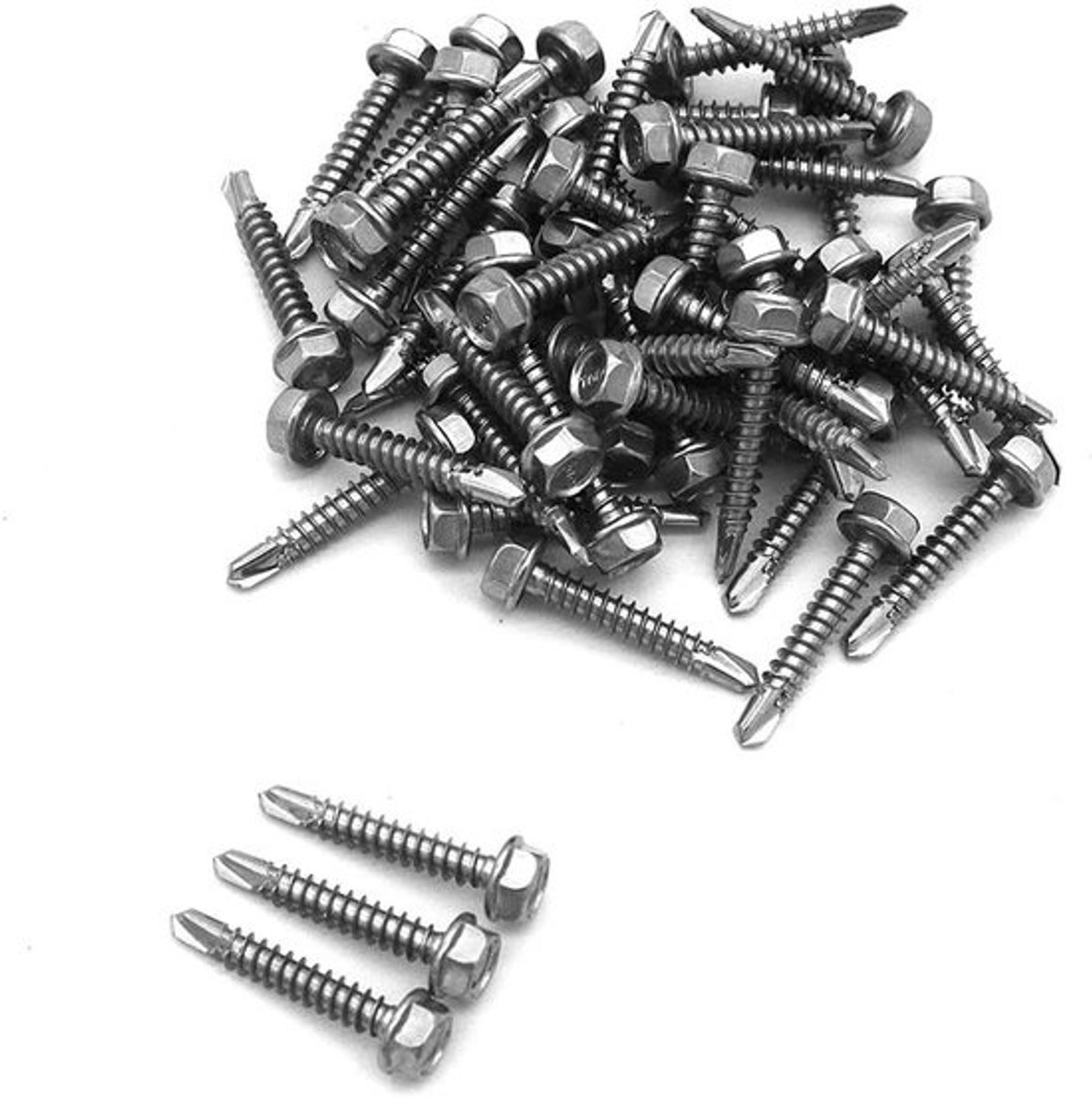 Zelfborende schroeven - Metalen schroeven - Voor hout en metaal - 304 roestvrij staal - 4.2 x 25 mm