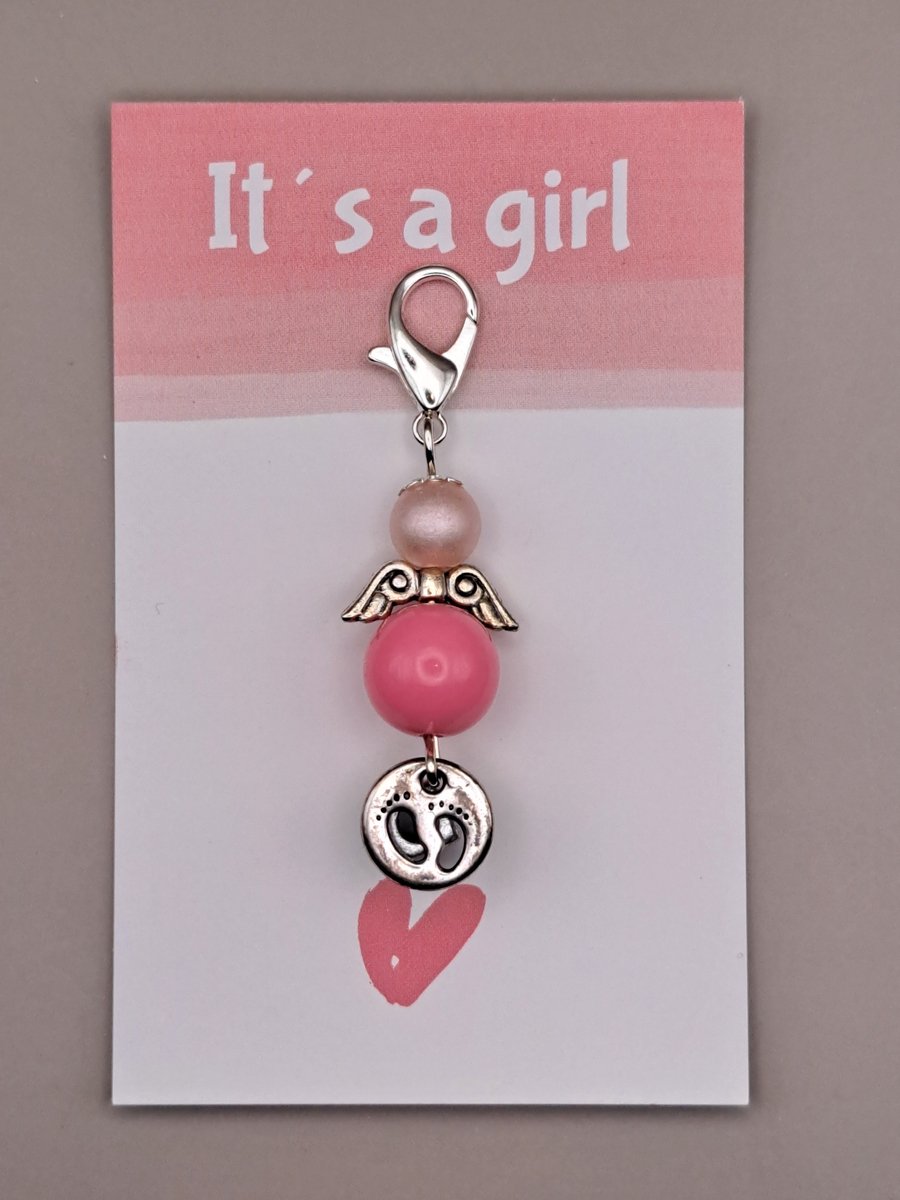 Geluksengeltje - It´s a Girl engeltje - Geboorte engeltje - Wenskaart - Kraam cadeautje - Gelukspoppetje - It's a Girl kaartje - een Engeltje voor jou - Geluksengel, Guardian Angel - Beschermengel - Geluksengeltje meisje