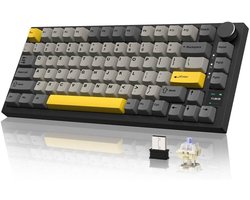 Ajazz AK820 PRO-Bedraad Mechanisch Toetsenbord-75% QWERTY Toetsenborden-TFT‑scherm-RGB Gaming Keyboard- Gasket-Hot Swap-Volumeknop-82 Keys-Gift Switch