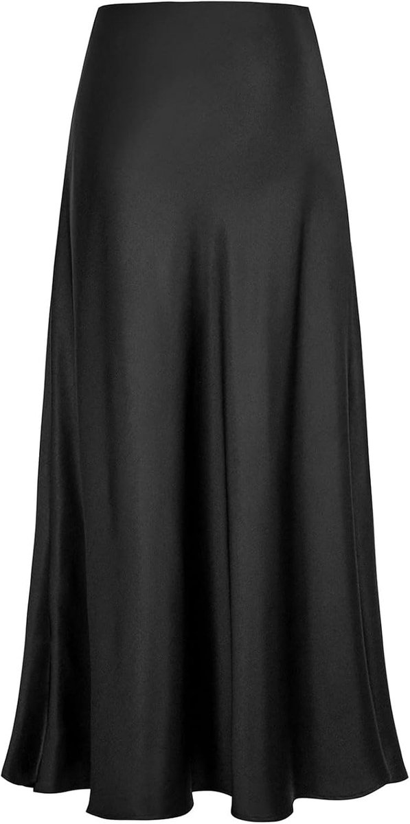 Damesrok lang satijn hoge taille elegante zijden rok elastische taille met ritssluiting elastische effen kleur rok party zomer casual