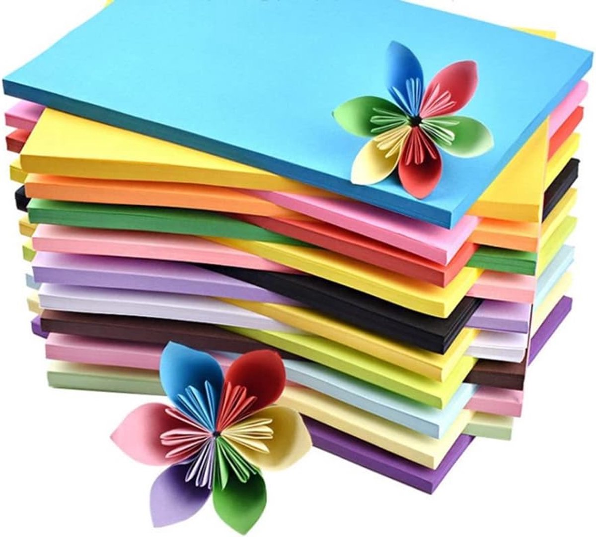 Gekleurd papier, A4, kopieerpapier, knutselpapier, kleurrijk printerpapier met 10 kleuren, A4, groot origami-papier, 100 vellen