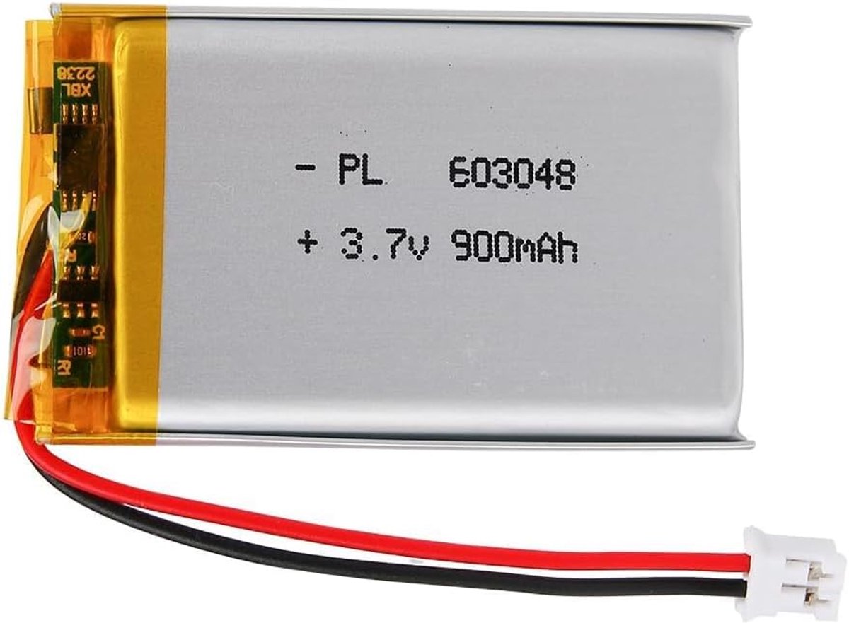 3,7V Lipo-batterij, 3,7V 900mAh 603048 Lithium-polymeerionen met 2P-PH-aansluiting met 2,0 mm pasvorm