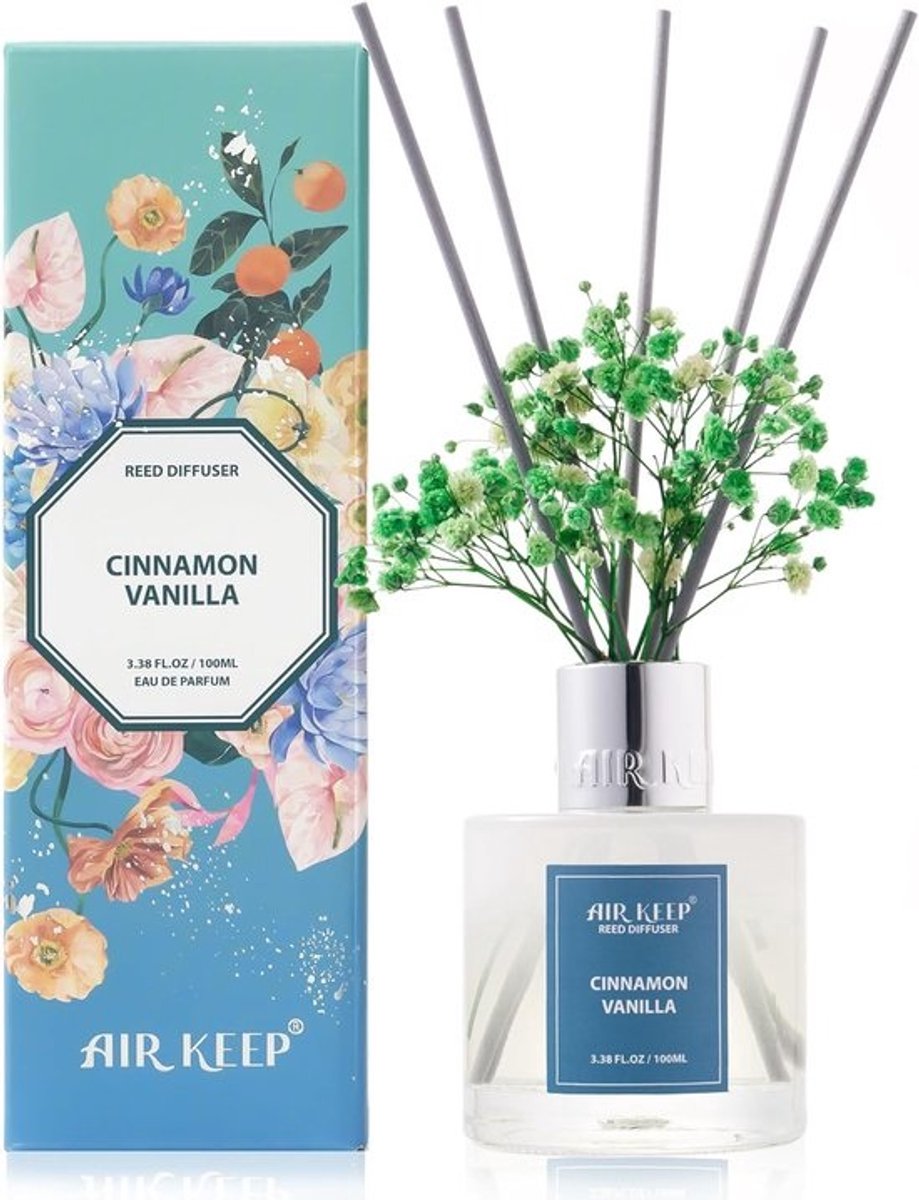 Cinnamon Vanilla-geurstokjesdiffuser voor thuis | Luchtverfrisser met 8 stokjes - 100 ml