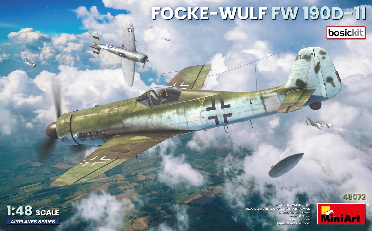 MiniArt Modelbouwpakket Vliegtuigen - 48072 Focke-Wulf Fw 190 D-11 WWII - Basic Kit - Duits Jachtvliegtuig Plastic - 1:48 - Modelbouw