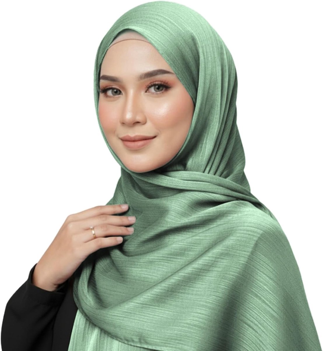 Zijden hijab voor dames, elegante gekreukte hijab wikkelsjaal, zachte ademende lange sjaal, lichtgewicht, glad, bescheiden hoofdbedekking