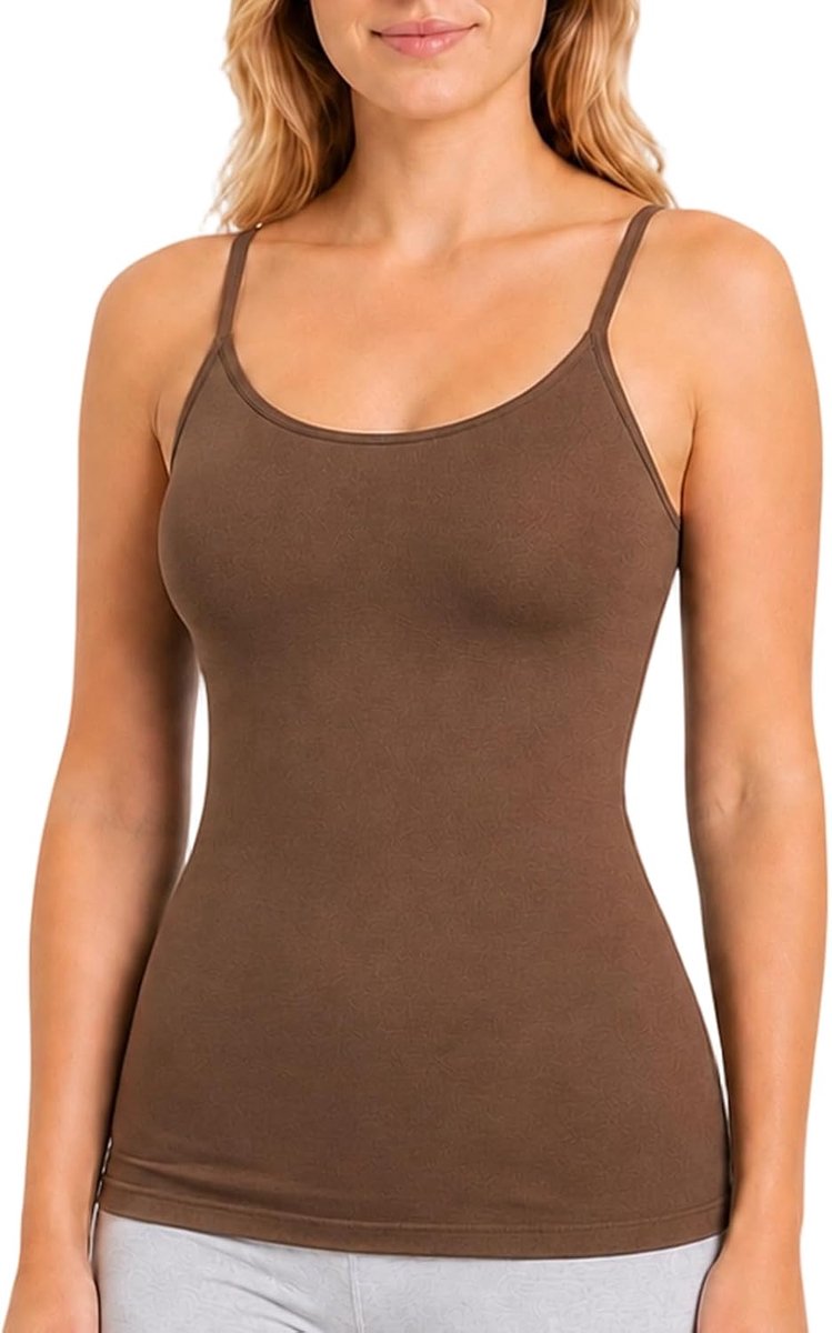 Tanktop voor dames, vormende tanktop, dunne bandjes, ademend en sneldrogend, vormende kleding, hoge elasticiteit, shapewear, zachte tanktop met ronde hals