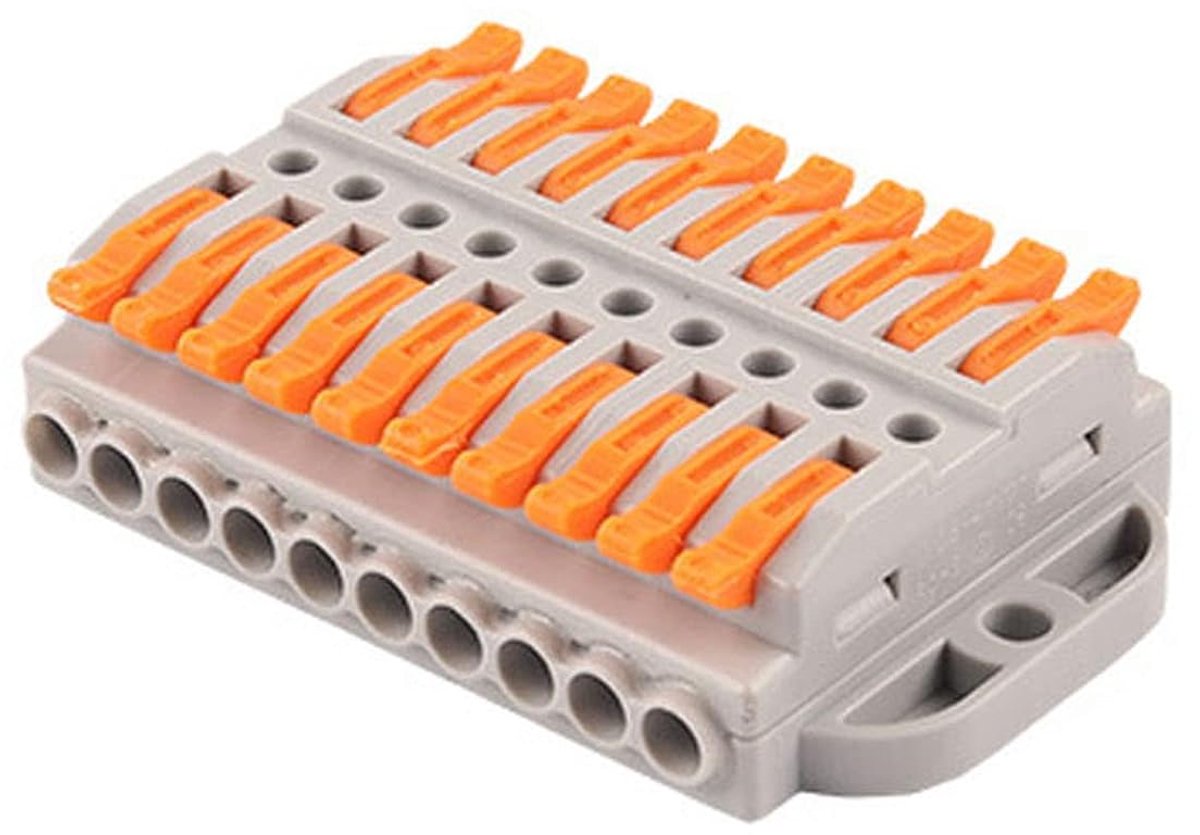 2/3/4/5/6/8/10/12-polige draadstootverbinder, compacte verbindingsklem 0,08-4 mm², snelgeïsoleerd klemblok, type 22-10